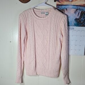 Northcrest Light Pink Cable Knit Sweater